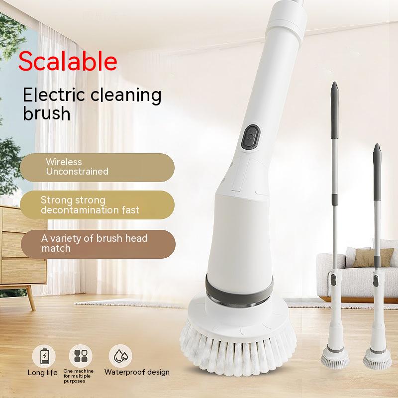 Electric Scrubber with Long Handle and Telescopic Design